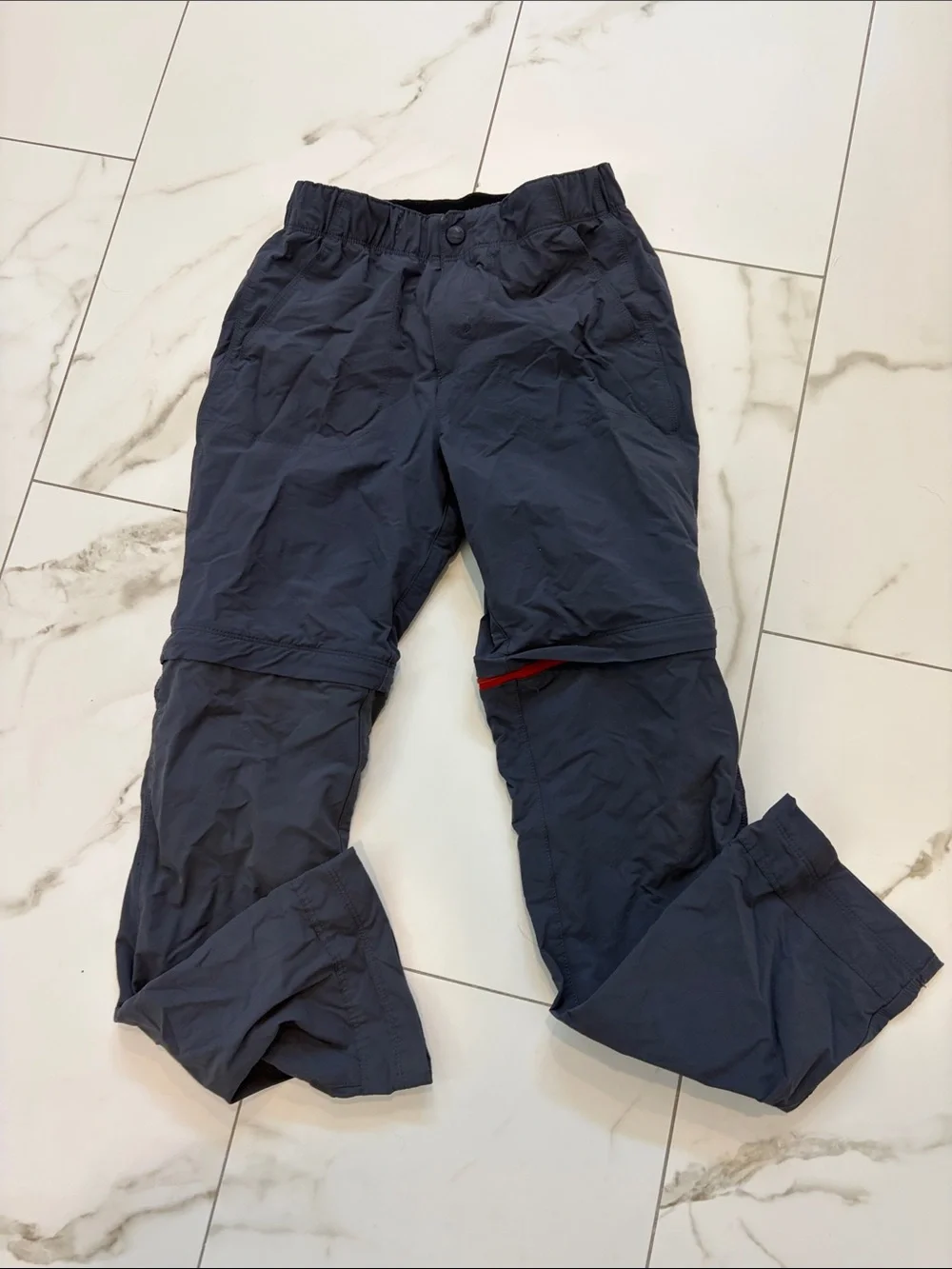 Lands' End Navy Zip-Off Kids' Outdoor Pants with Red Trim